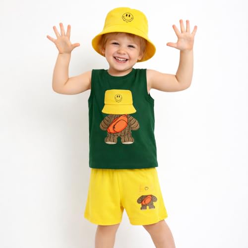 Image of TS LAVI TAVI Baby Cotton Clothing Set | Sleeveless T-Shirt & Shorts Combo | Summer Wear for Boys & Girls | Soft Breathable Fabric | Multicolor Pack of 3