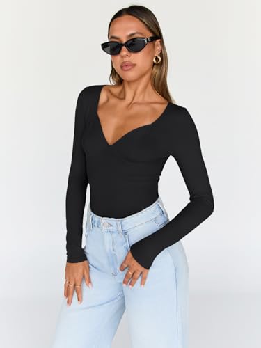 Trendy Queen Going Out Tops for Women Trendy Long Sleeve Shirts Fashion Clothing V Neck Basic Y2K Clothes Cute Shirt Corset3