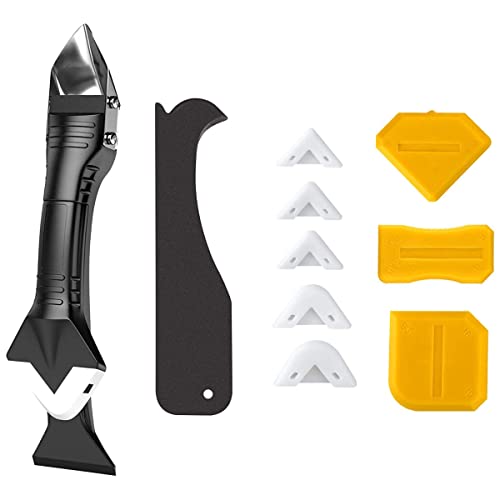 Décapant de Scellant et Plus Lisse, Outils de Calfeutrage en Silicone pour Grattoir à Coulis 3 en 1, Lisseur Mastic/Lissage Joint Silicone/Raclette Joint Silicone pour Salle de Bain Cuisine Cover