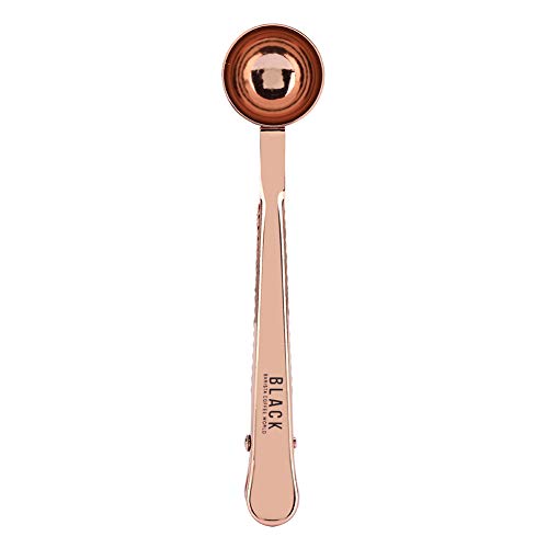 Cuchara medidora de café de acero inoxidable con clip de sellado de bolsa, herramienta de medición precisa multifunción portátil duradera para café, té, leche en polvo, 18 cm, 46 g