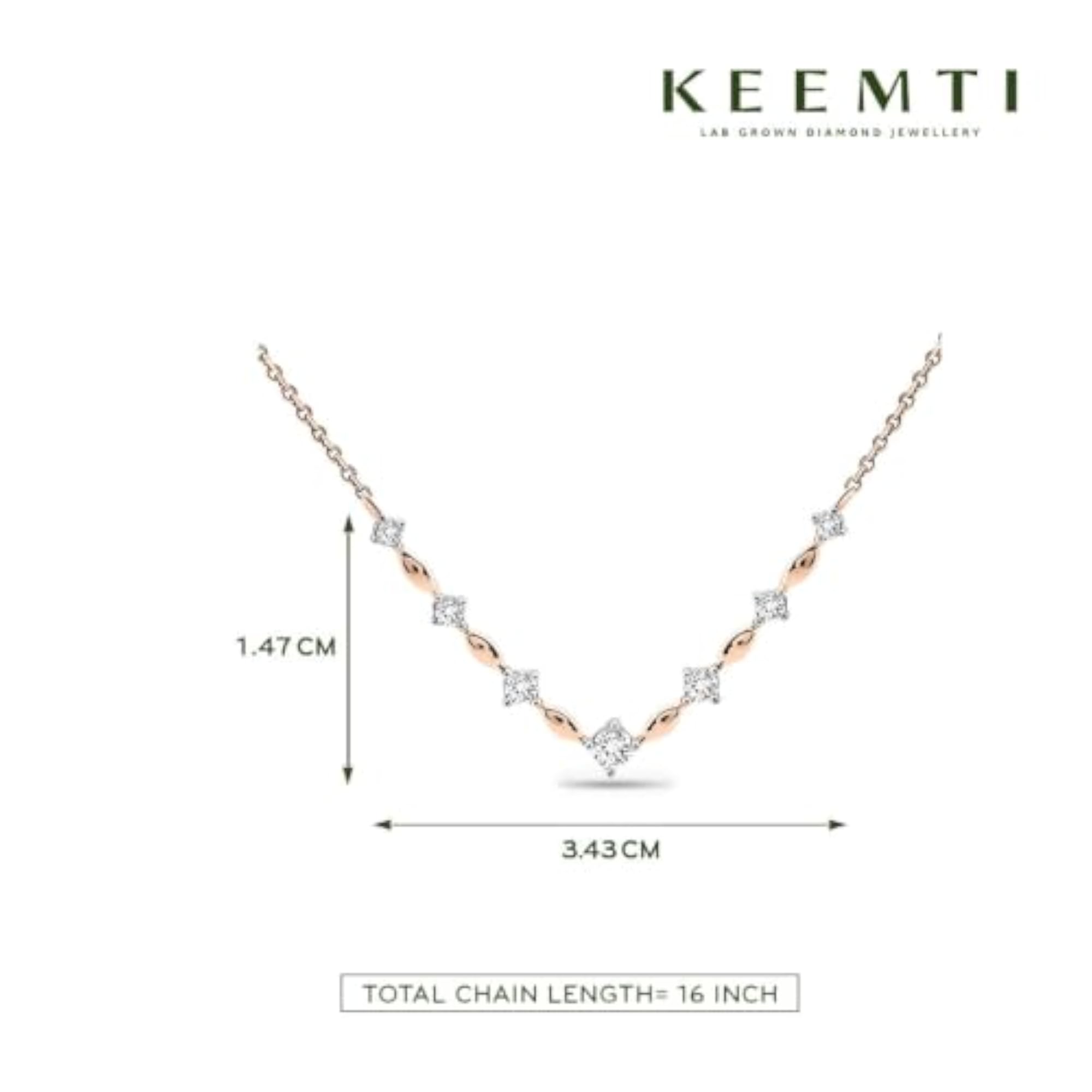 Women's Lab Grown Diamond Necklace, 925 Sterling Silver