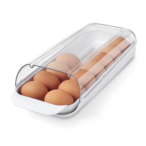 YouCopia FridgeView Rolling Egg Holder, BPA-Free Stackable Eggs Organizer with Removable Tray for Refrigerator Storage - Detailed View