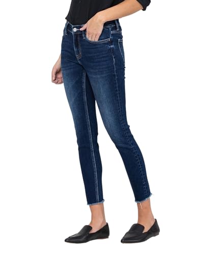 VERVET Mid Rise Raw Hem Crop Skinny Jeans V2159D3