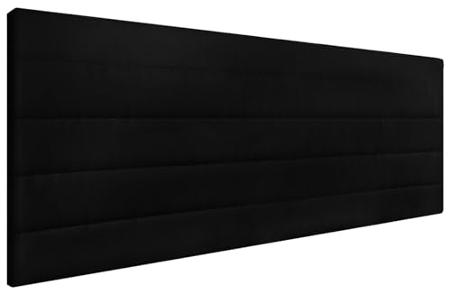 HOGAR24 ES | Cabecero Tapizado GIO | Cabezal de Cama Acolchado | Tapizado en Polipiel de Alta Gama | Color Negro | Medida: 140x55x3cm (Cama 135/140 cm)