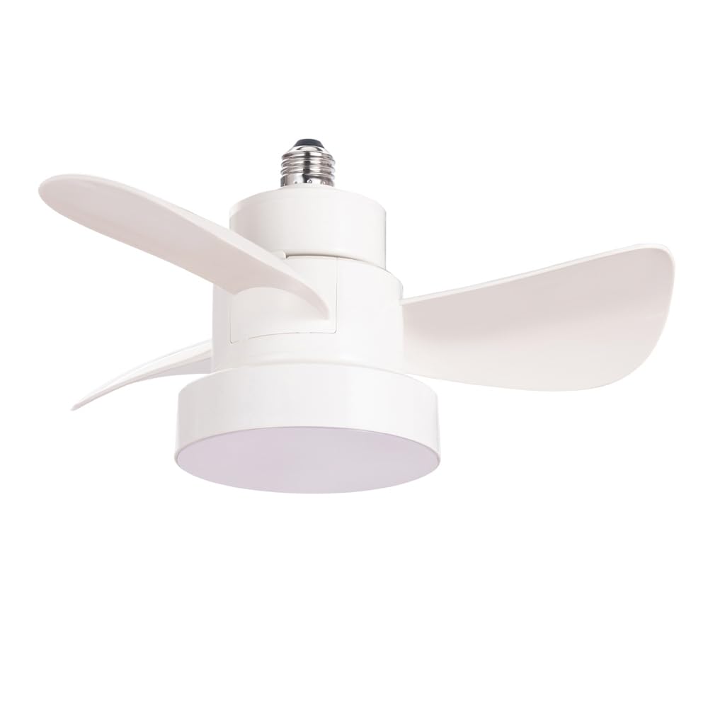 wonderlamp Debu Ventilateur LED blanc filetage E27 CCT 3000-4000-6000 K Dim, intensité réglable 15 W, silencieux