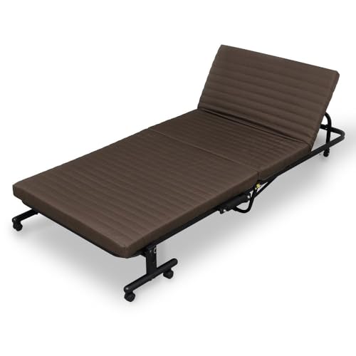 折りたたみベッド リクライニング14段 キャスター付き 安全ストッパー スリムに収納