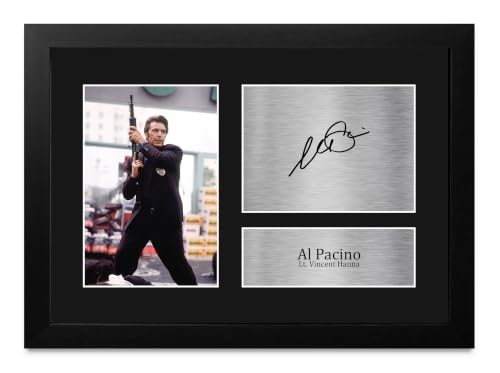 Memorabilia de Heat con autógrafo impreso de Al Pacino y foto enmarcada A4 para coleccionistas