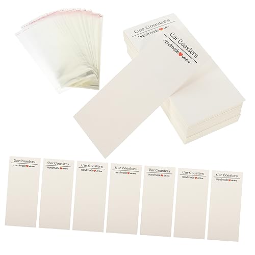 KOMBIUDA 100 Sets Paper Card Coaster Ornaments Card Set Car Cup Coasters Car Coasters Cards Storage Bags Coaster Display Accessory Small Business Supplies Accessories Plastic White Jewelry
