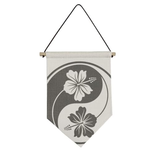 Drapeau Yin-Yang Fleur en Toile pour Habiller un Mur Vide Facilement