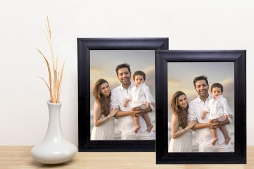 Image of Photo frame 8x10 Inch set of 2 Brown Color Flexible Glass & Synthetic Wood Hanging /Table Top Modern Photo Frame for Wall Decoration