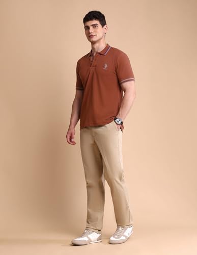 Image of U.S. Polo ASSN. Solid Slim Fit Polo T Shirts for Men - 100% Cotton, Half Sleeves Mens Tshirt