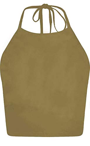 Camiseta corta sin mangas para mujer con escote cuadrado tipo halter