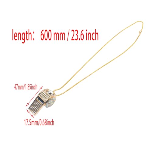Silbato metálico dorado con brillantes y cadena miniatura 2