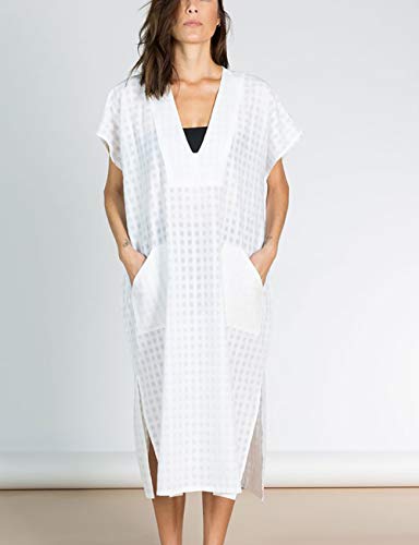 Bsubseach Women Plaid Swimsuit Cover Up V Neck Kaftan Dresses Caftan Maxi Dress3