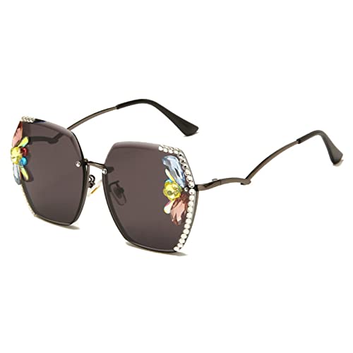 willochra Oversized Rimless Sunglasses Women Clear Lens Eyewear Large Sunglasses Gradient Lens Diamond Sunglasses2