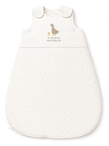 Image of TuddyBuddy Baby Cotton Wearable Quilted Sleeping Bag Blanket 1.5 Tog with 1 Way Zipper Closure | Ideal for Babies & Kids Hypoallergenic Fabrics | (Ducks & Small Dots AOP - White, 12-18 Months)