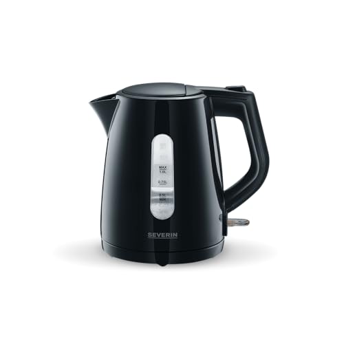 SEVERIN WK 3410 Hervidor de Agua, 2.200 W, 1.0 L aprox., Base 360° con Sistema Inalámbrico, Negro