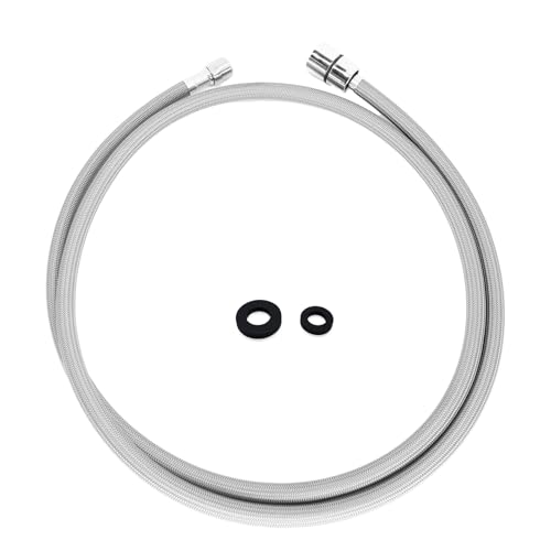 Flessibile ricambio rubinetto cucina e bagno 150 cm, tubo estraibile M15 x G1/2, interno EPDM rivestimento nylon, raccordi acciaio inox 304, 2 guarnizioni incluse, tubo flessibile per miscelatore