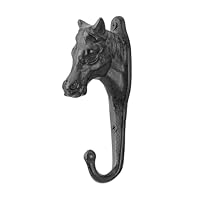 Rustic Horse Wall Mounted Coat Hooks, Heavy Duty Decorative Black Key Holder for Mudroom, Towels, Hat Rack, Purse - Cast Iron Antique Hook