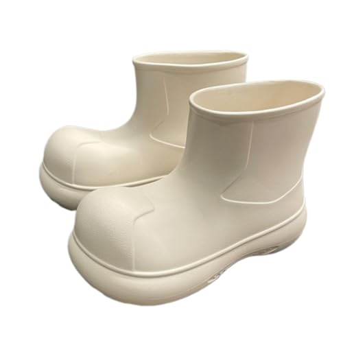 SAGELSHN Botas De Agua Botas De Lluvia Botas De Lluvia For Mujer, Zapatos De Agua For Exteriores Con Suela Gruesa, Botas Cortas Impermeables Antideslizantes Botas De Agua Al Aire Libre(White,37-38)