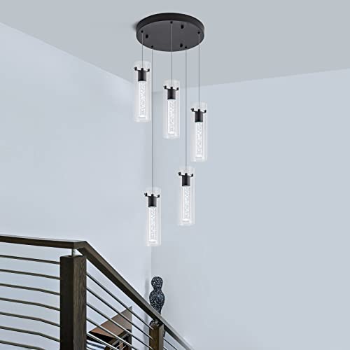 Image of LED Pendant Light,Black,5-Light Kitchen Island Pendant Lights
