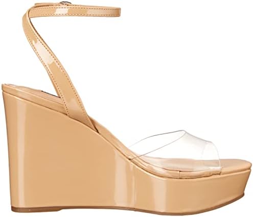 NINE WEST womens Klear Wedge Sandal, Nude/Clear, 10 US | Image 5