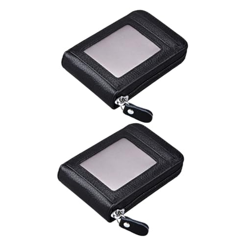 Anti-Theft Accordion Credit Card Holder Genuine Leather Multi-Card Wallet with Zipper Slim Design for Women and Men for Organizing Business and Credit Cards