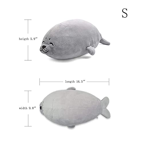 Sunyou Plush Cute Seal Pillow - Stuffed Cotton Soft Animal Toy Grey 16.5 Inches/45 Cm (Small) Gifts For Kids/Couples/Family/Friends #TOP3