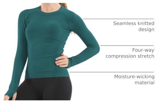 Image of MathCat Seamless Workout Shirts for Women Long Sleeve Yoga Tops Sports Running Shirt Breathable Athletic Top Slim Fit XS-XL