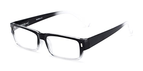 Rectangle Reading Glasses in Black/Clear Fade by Readers.com | The Althorpe | +1.25
