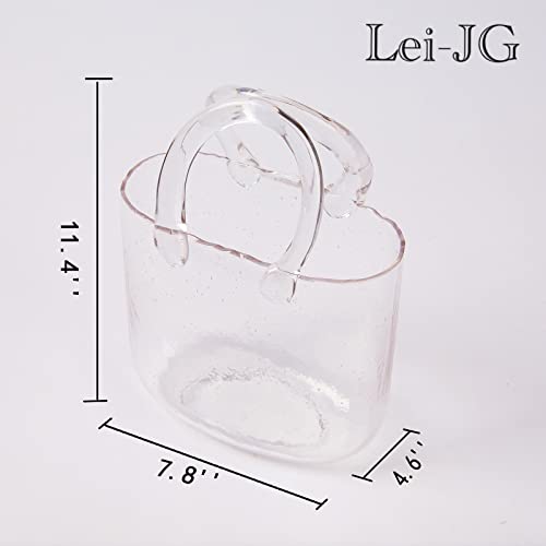 Glass Bag Vase, Purse Vase With Fish Bowl, Handbag Shape Flower Vase - For Home Décor, Enterpiece, Events, Office, Garden, Wedding (Transparent) #TOP5