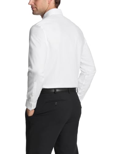 Calvin Klein Men's Non Iron Stretch Slim Fit Unsolid Solid Dress Shirt Shirt, White, 14" Neck 32-33" Sleeve - image 2