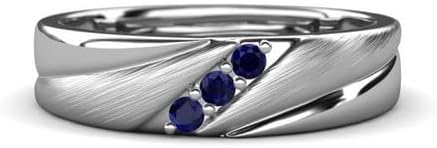 Jewels by Parijaat 0.30 CTTW Round Cut Created Gemstone Cross Prong Set Three Stone Wedding Engagement Band Ring In 14K White Gold Plated 925 Sterling Silver