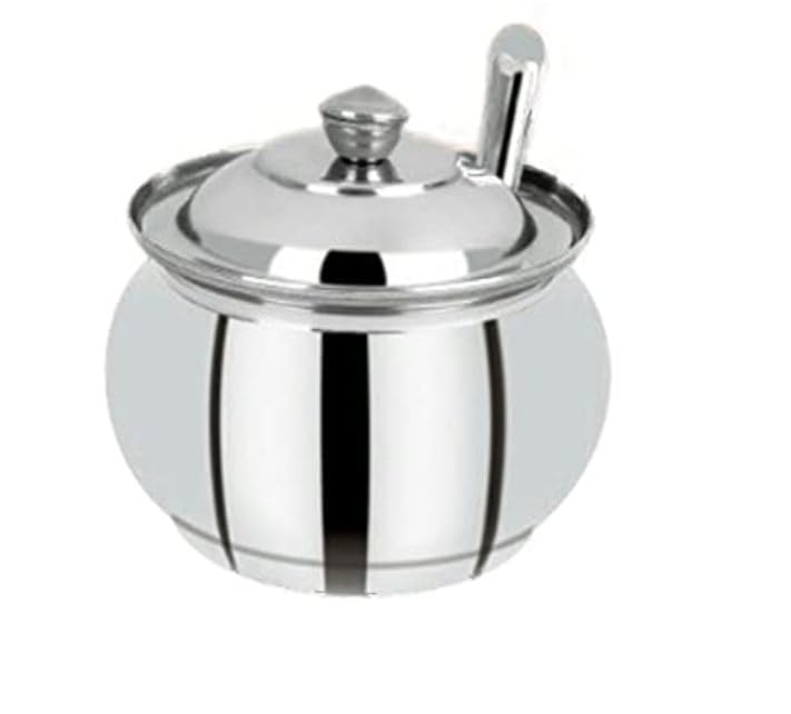 Image of YOZTI 150 ml Stainless Steel Ghee Pot, Ghee Pot with Spoon, Pickle Container, Oil Container for Kitchen & Dining, Silver