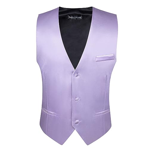 Image of Barry.Wang Vest for Men Business /Leisure Dress Suit Vests V-neck 2 Pockets Wedding Party Tuxedo Satin Waistcoat