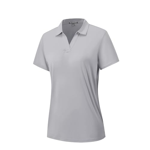 Image of Women's Polo Shirts Short Sleeve Quick Dry UPF 50+ Sun Protection Golf Tops | V Neck Collared Design, Business Casual Work, Tennis Pickleball Athletic