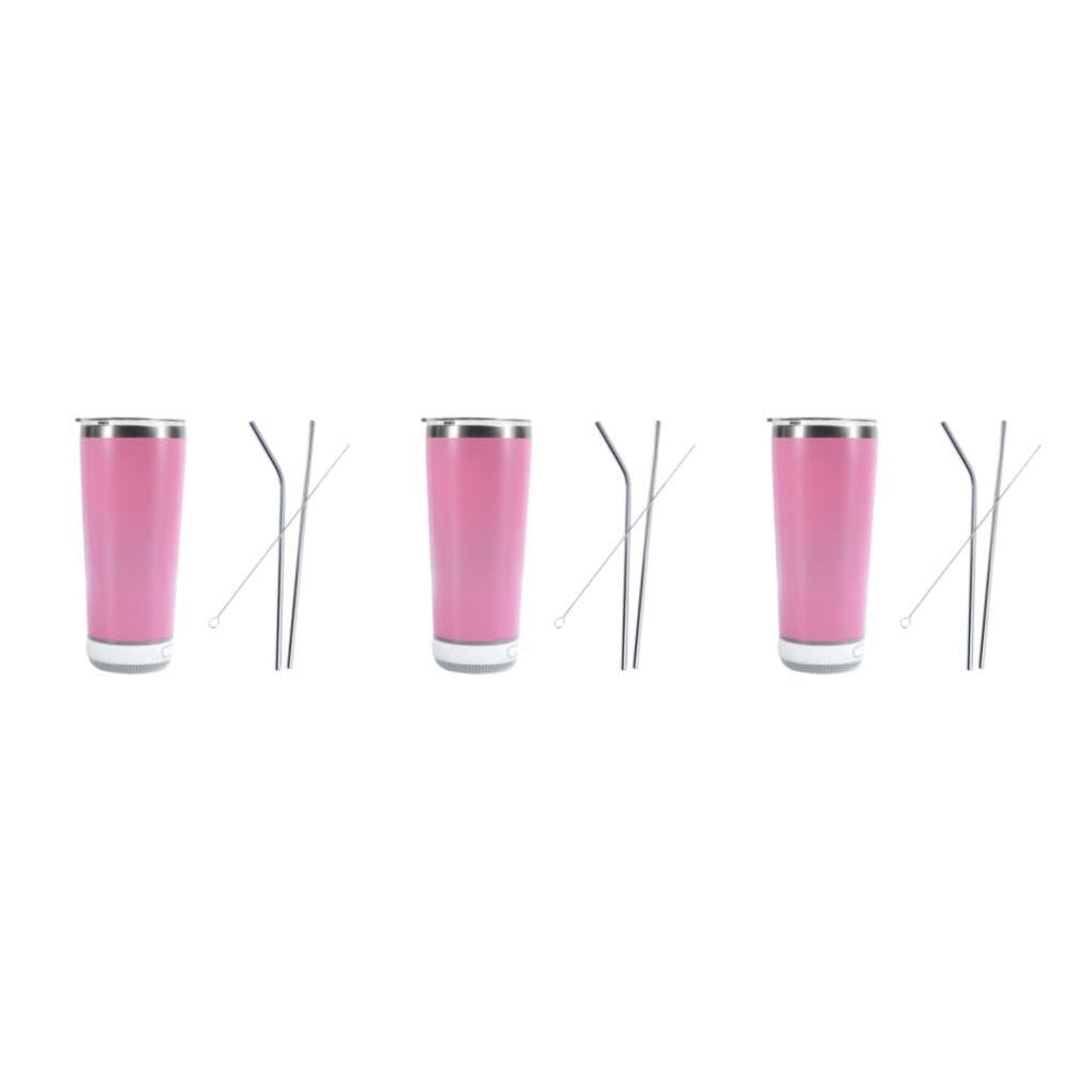 3 Juegos de Vaso con altavoz de música Bluetooth, acero inoxidable 304 de calidad alimentaria, inodoro y libre de contaminación, vaso con textura de gama, color rosa