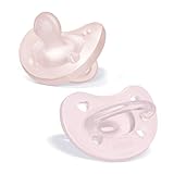 Chicco PhysioForma Silicone Orthodontic Pacifier, 0-6m | 100% Soft Silicone | Supports Breathing & Oral Development | Satin-Textured Nipple | Includes Sterilizing Case | BPA Free | Pink, 2pk