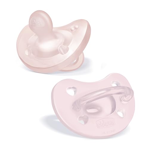 Image of Chicco PhysioForma Silicone Orthodontic Pacifier, 0-6m | 100% Soft Silicone | Supports Breathing & Oral Development | Satin-Textured Nipple | Includes Sterilizing Case | BPA Free | Pink, 2pk