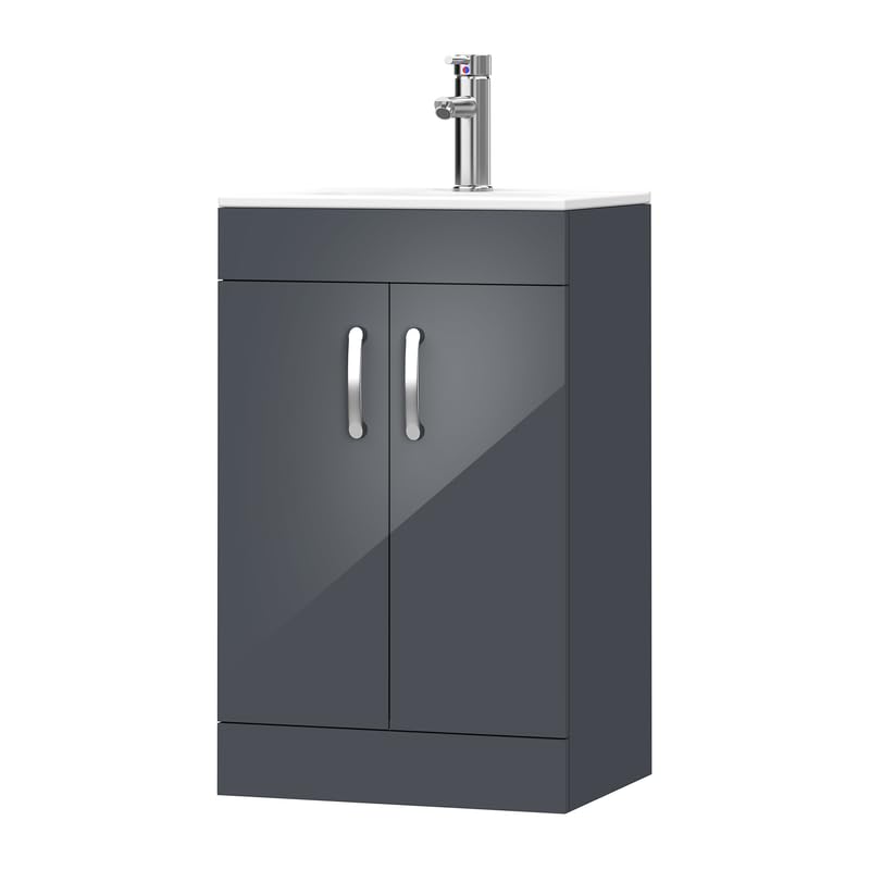 BELOFAY 500mm Floor Standing Bathroom Vanity Unit with Basin – Waterproof MDF Bathroom Storage Unit with White Ceramic Basin – Soft Close DTC Hinges &1 Tap Hole (Waste Included) — image 1