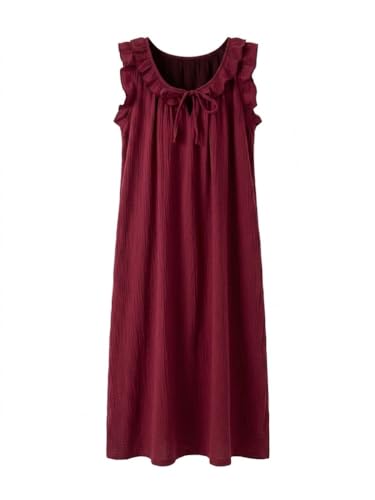 Chemise de nuit grande taille pour femme, robe d'été en gaze de coton légère