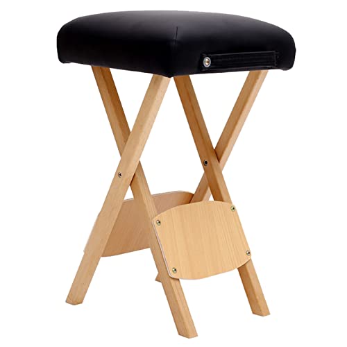 erkebspm Silla Plegable de Haya con cojín de Esponja Gruesa de PU, Vendaje y Masaje para Cambiar Zapatos de Belleza portátil para el hogar, 56x33cm