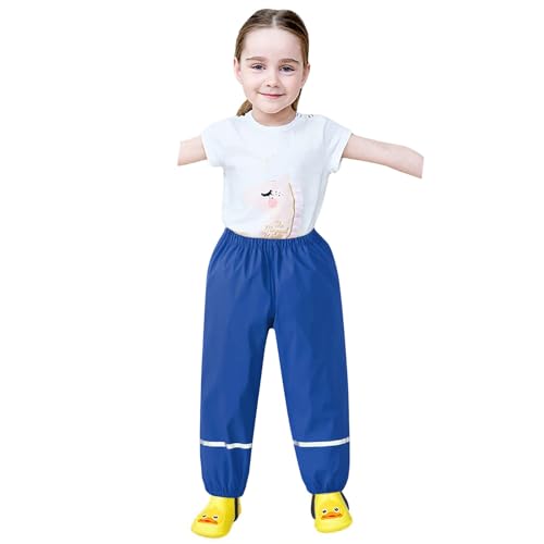 Kids Rain Pants Toddler Boys Girls Unisex Solid Color Elastic Waist Waterproof Muddy Play Trousers Outdoor Rainwear3