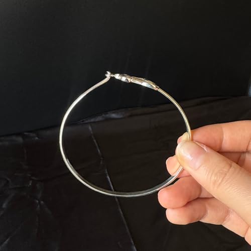 .925 Sterling Silver Hook Bangle, Latch Cuff Bracelets for Women, Handmade Jewelry3