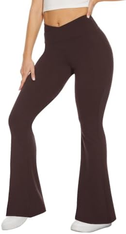 TNNZEET Schlaghose Damen Cross Waist Flared Yogahose Leggings Blickdicht | Superweich, Elastische Bootcut Sporthose mit V-Cut Bund, Weite Passform Jazzpants für Yoga & Pilates