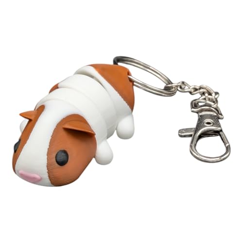 Articulated Mini Guinea Pig fidget toy and backpack charm - 3D Printed - great gift for Guinea pig lovers - stocking stuffer (Brown+White)