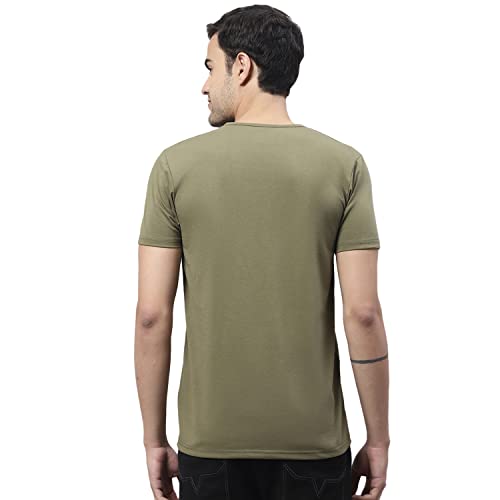Image of Mack Jonney Men Round Neck Cotton Solid Regular Fit T-Shirt-T Anthraa 01-P