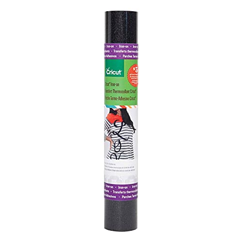 Cricut Glitter Iron On, Black (12'x19' Roll) - HTV Heat Transfer Vinyl, Compatible with Cricut Heat Presses & Maker + Explore Machines - image 1