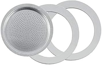 Tredoni 2 Silicone Seals/Rings+Filter -Replacement- Size 10 Cup Stainless Steel Espresso Coffee Maker Moka Pot- 8.5cm 10 Cup