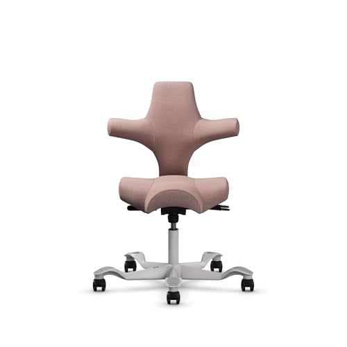 Image of HAG Capisco Standard Chair-Silver Frame-Upholstered Pink Blush